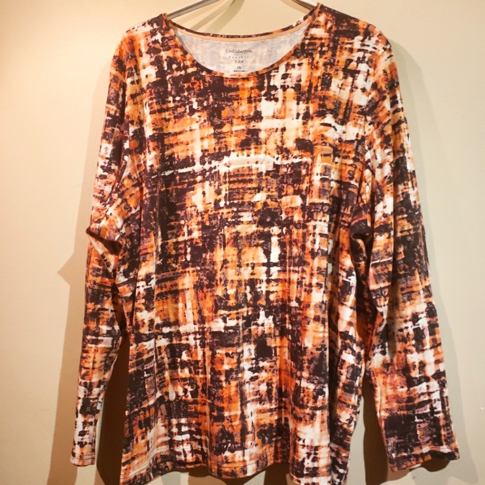 Croft & Barrow Brown and Burnt Coral Classic Tee